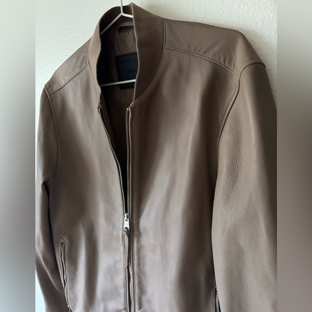 LIKE NEW ALL SAINTS genuine tan leather jacket in size Medium
